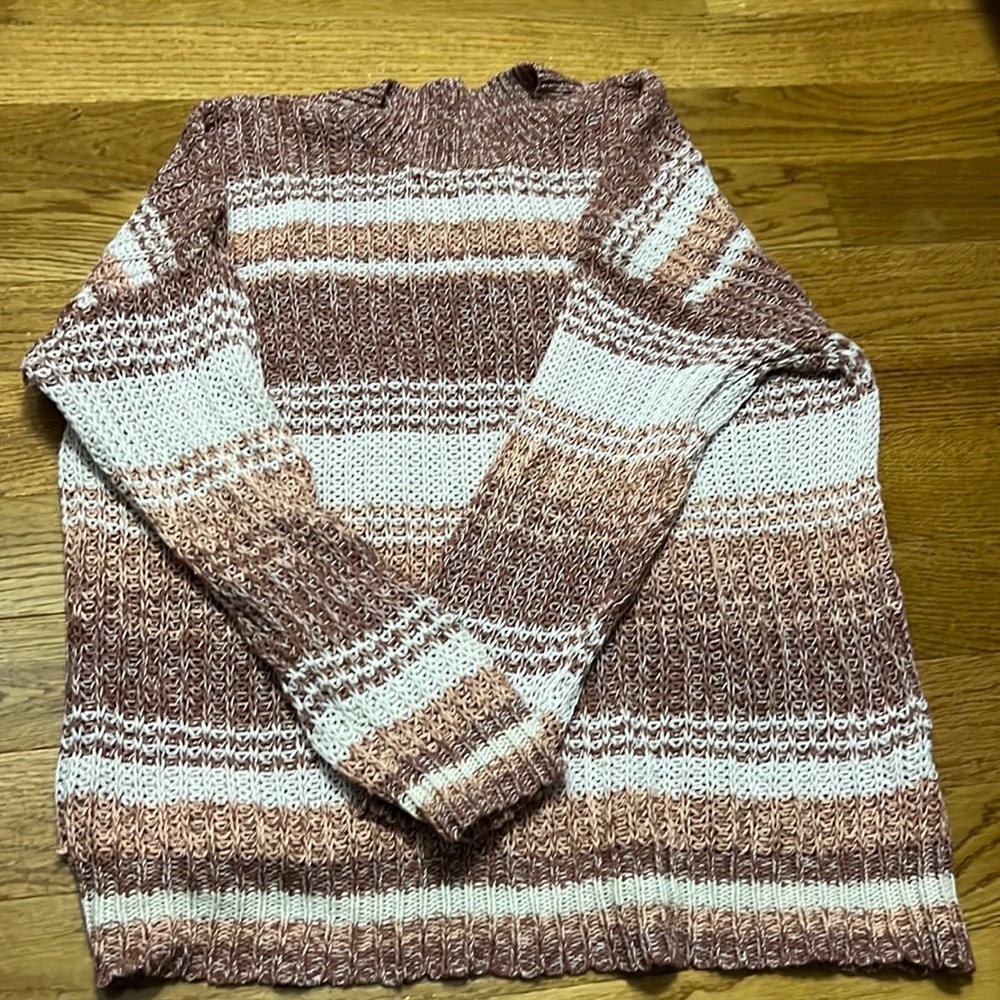 Muted pink colored striped American Eagle sweater. Size small but can runs big